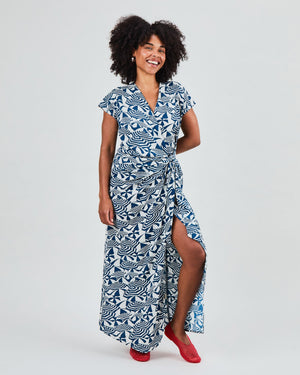 Sombrilla Kimono Dress Blue