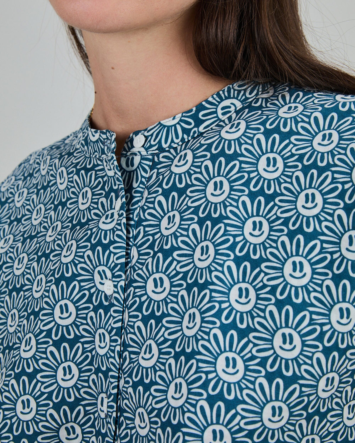Asis Percales Daisy Sleeveless Blouse Blue
