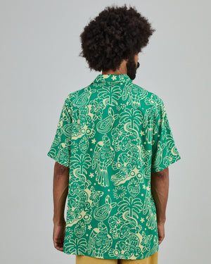 Asis Percales Crocodylus Aloha Shirt Green