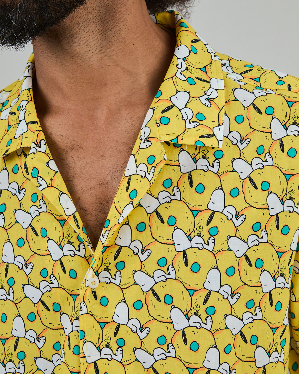 Peanuts Donuts Aloha Shirt Yellow