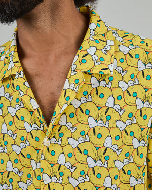 Peanuts Donuts Aloha Shirt Yellow