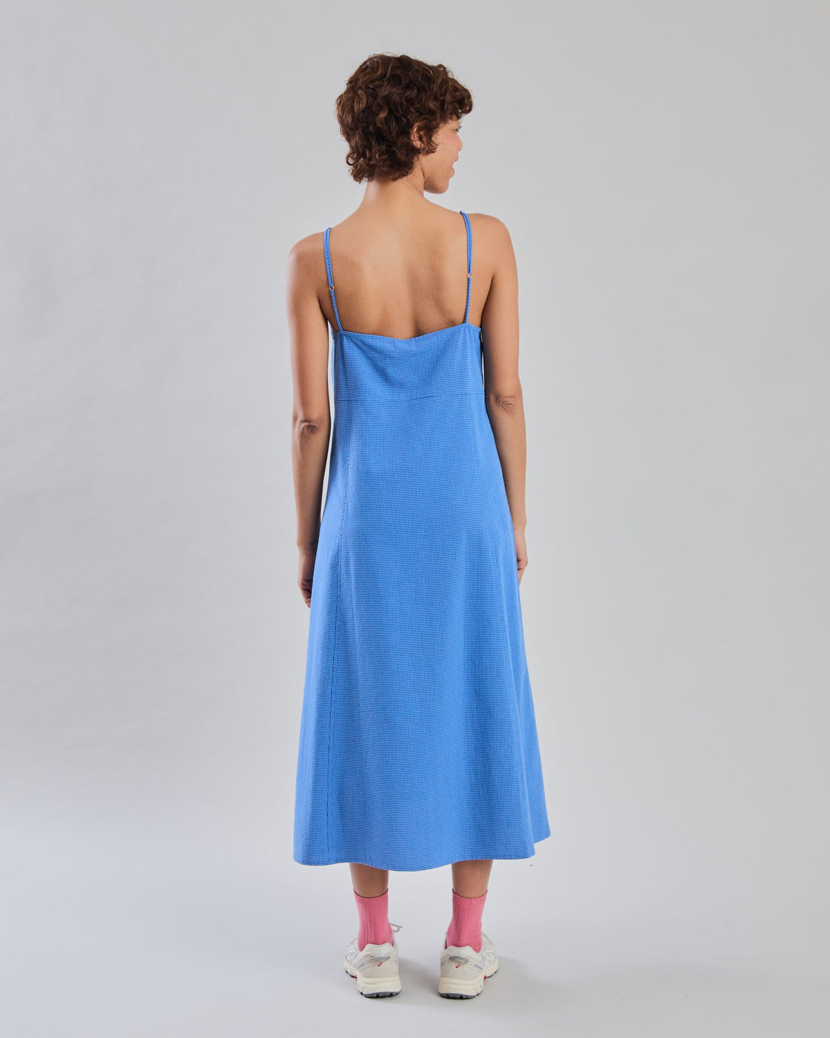 Checks Strappy Straight Dress Blue