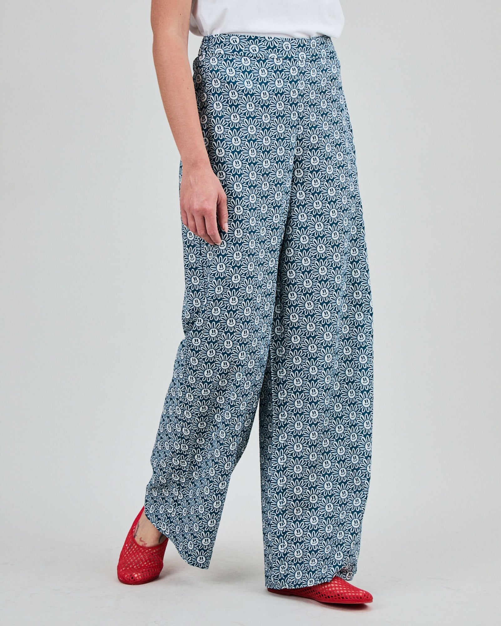 Asis Percales Daisy Wide Leg Pants Blue