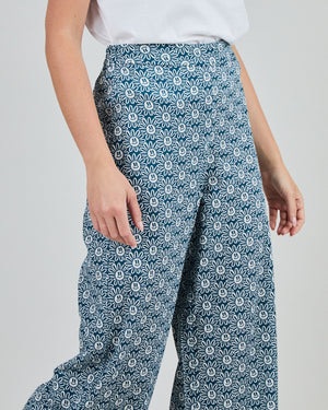 Asis Percales Daisy Wide Leg Pants Blue