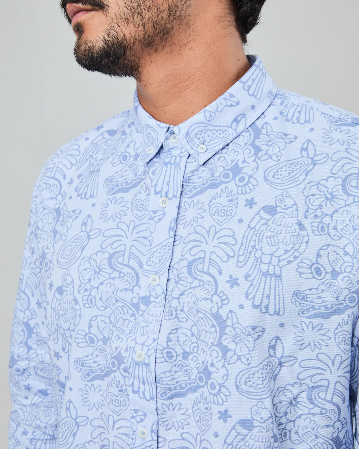 Asis Percales Crocodylus Regular Shirt Blue