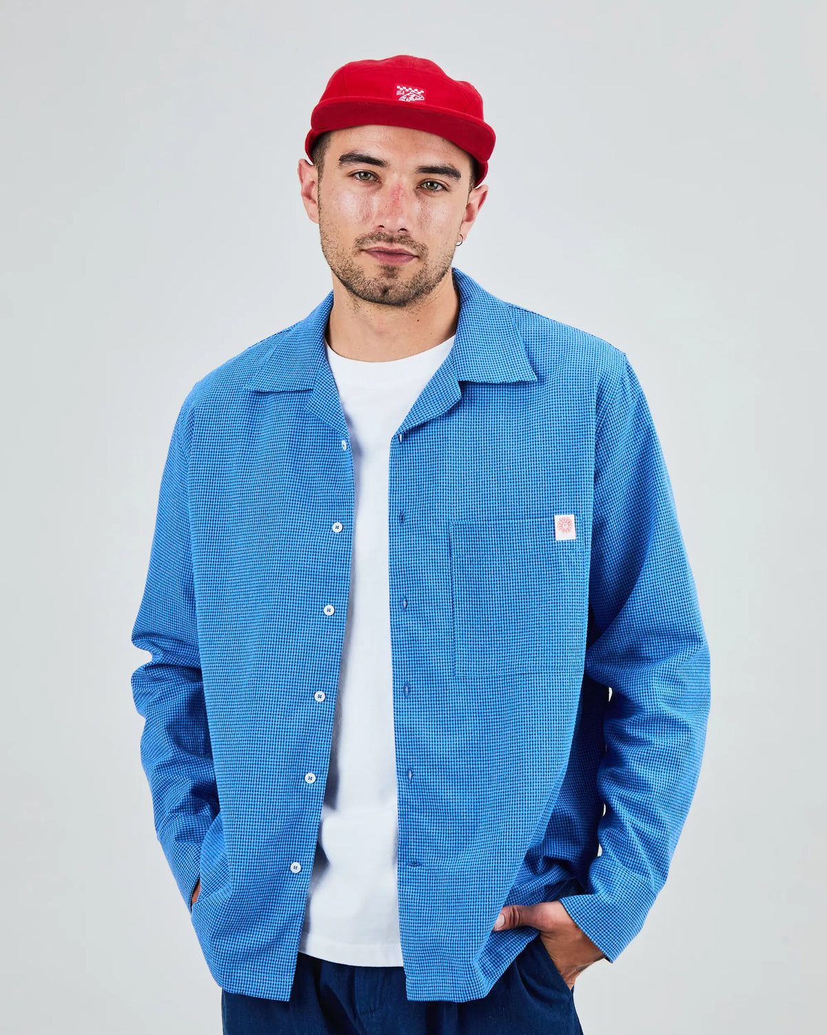 Asis Percales Daisy Checks Oversize Shirt Blue