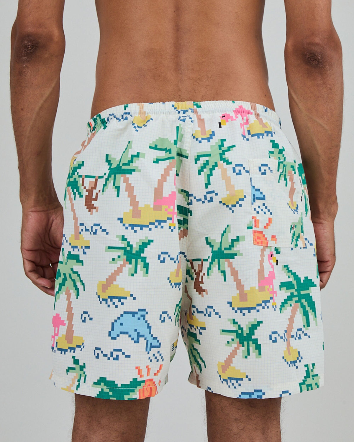 Tropical Pixel Swimwear Ecru