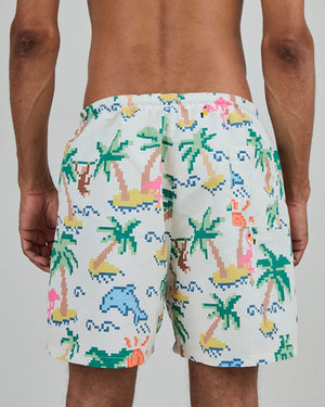 Tropical Pixel Swimwear Ecru