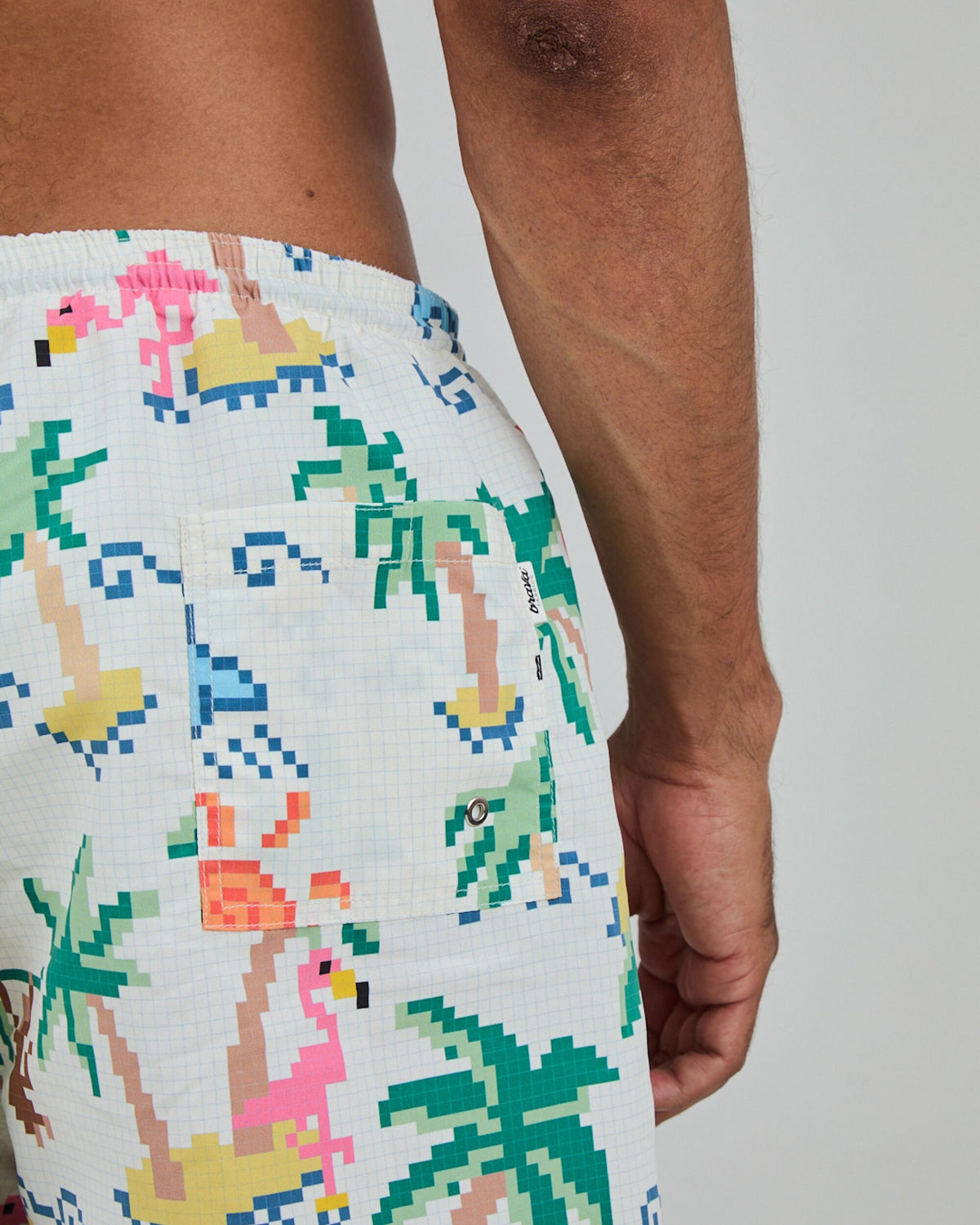 Tropical Pixel Swimwear Ecru