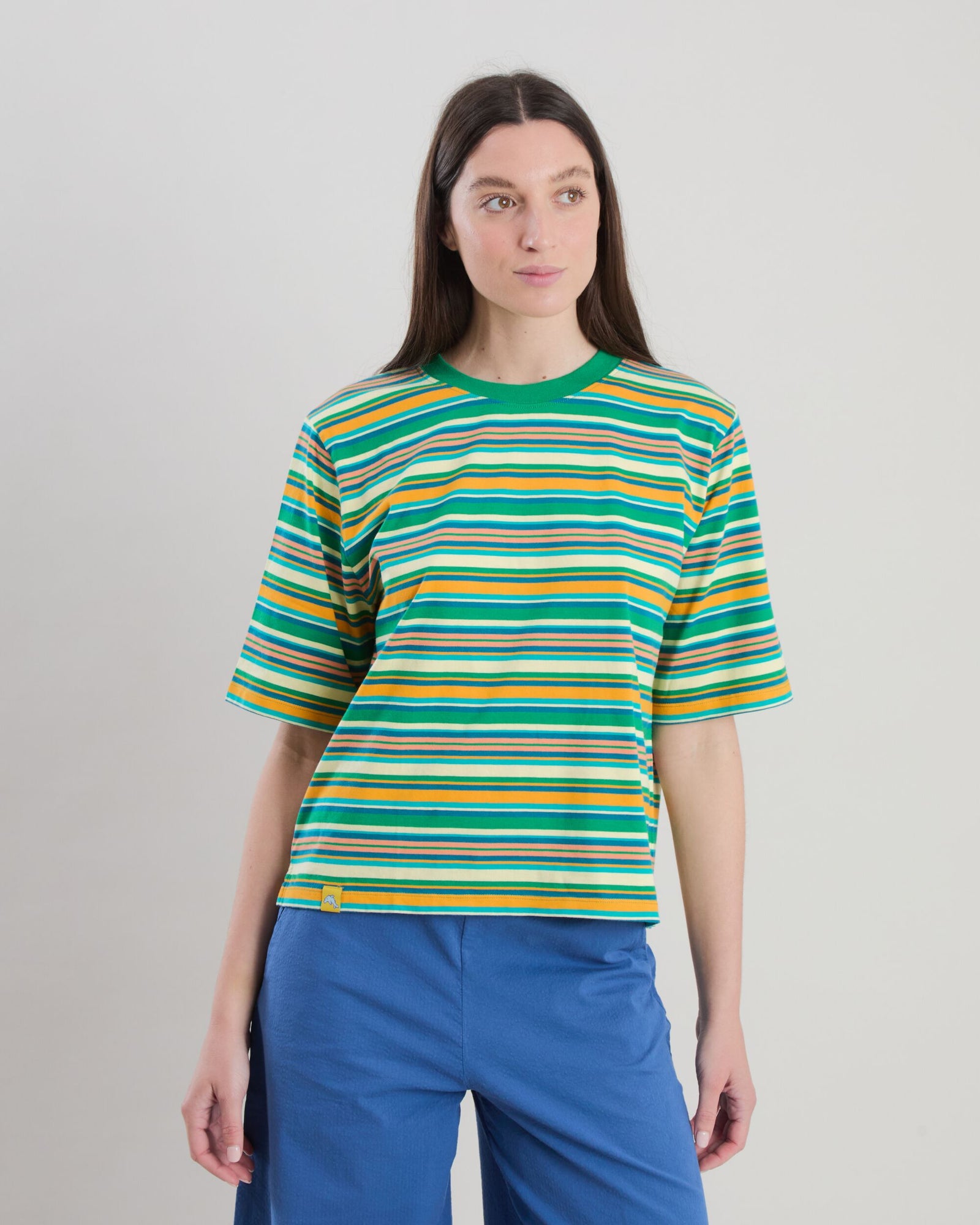 Stripes Boxy Tee Green