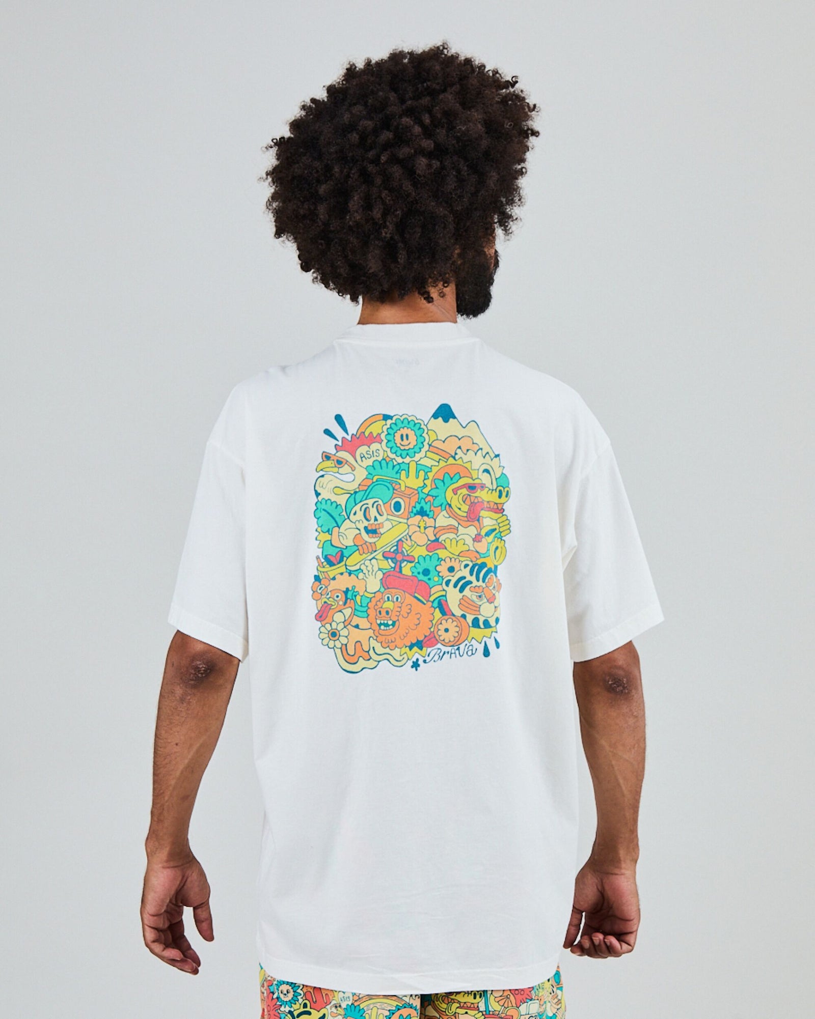 Asis Percales Party Animal Oversize T-Shirt White