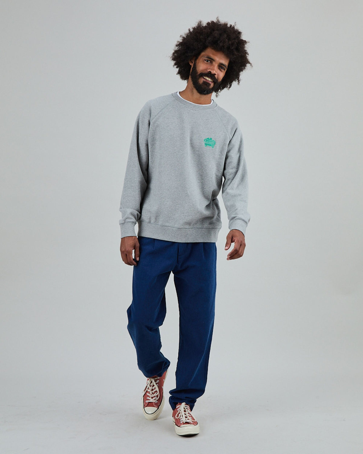 Asis Percales Crocodylus Sweatshirt Grey Melange