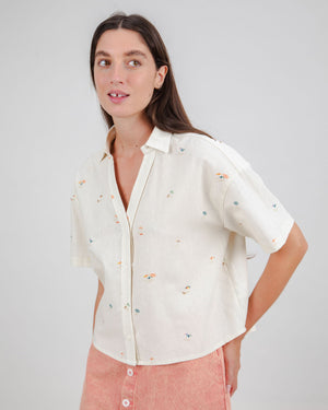 Beach Please Cropped Blouse Ecru