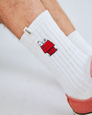 Peanuts Doghouse Socks White